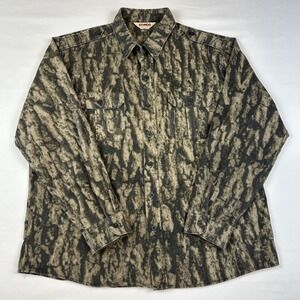 VTG Camco Tree Bark Brush Camo Field Shirt Men's 2XL USA Made Hunting Flannel